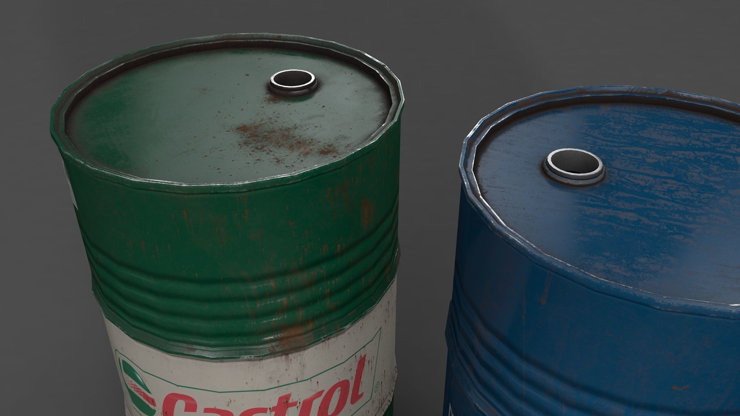 Barrels oil cans Low-poly 3D model_3