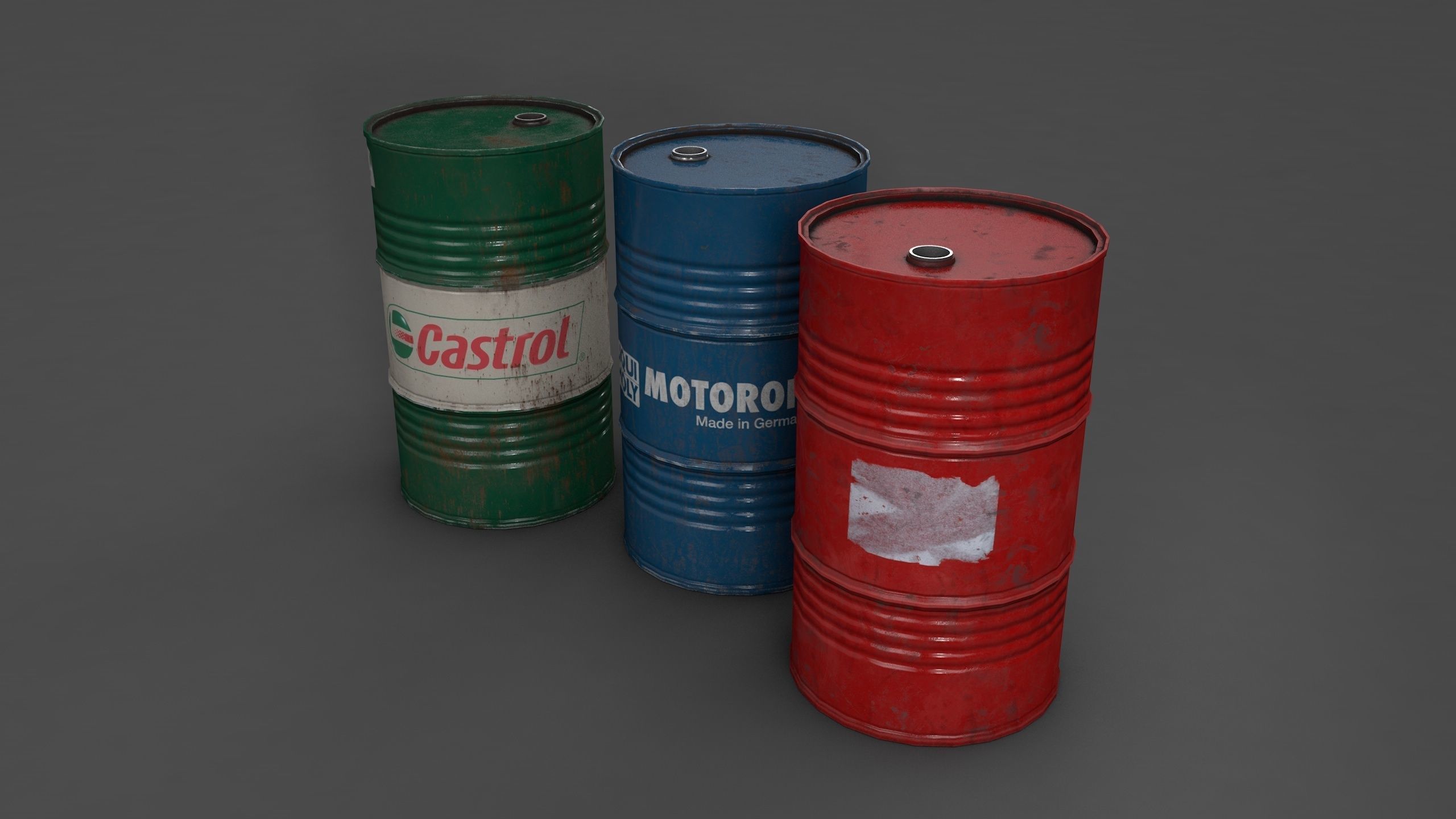 Barrels oil cans Low-poly 3D model_2