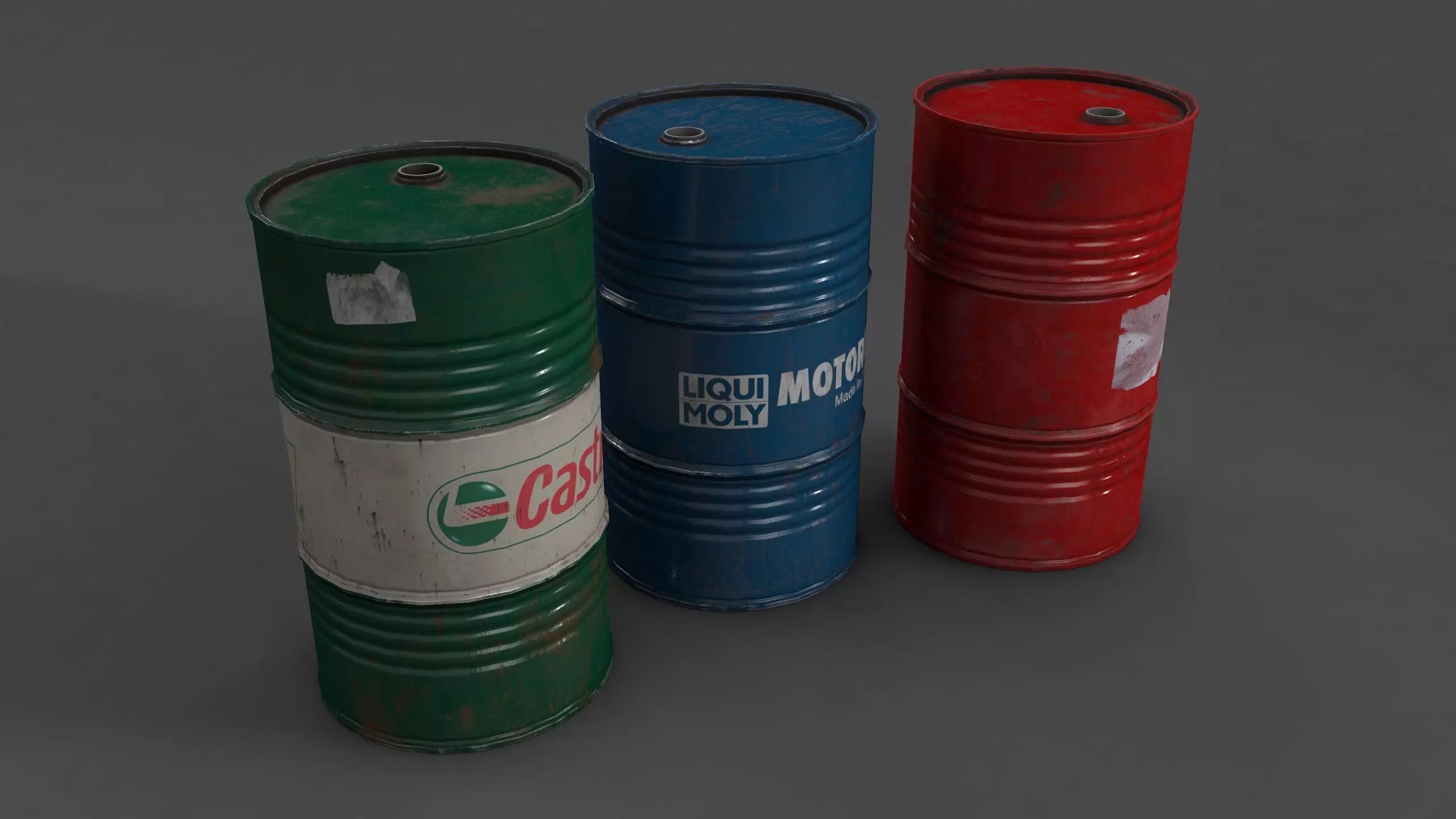 Barrels oil cans Low-poly 3D model_0