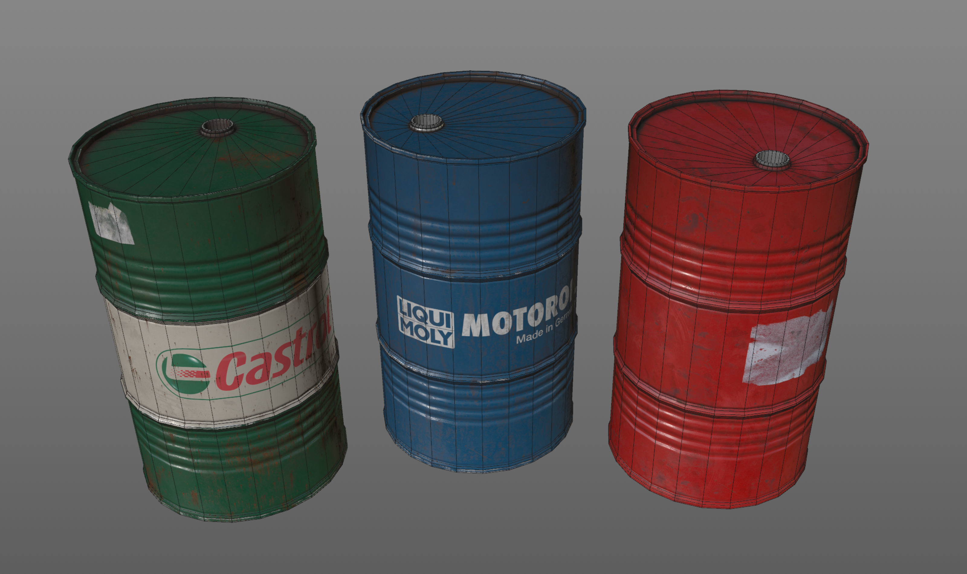 Barrels oil cans Low-poly 3D model_6
