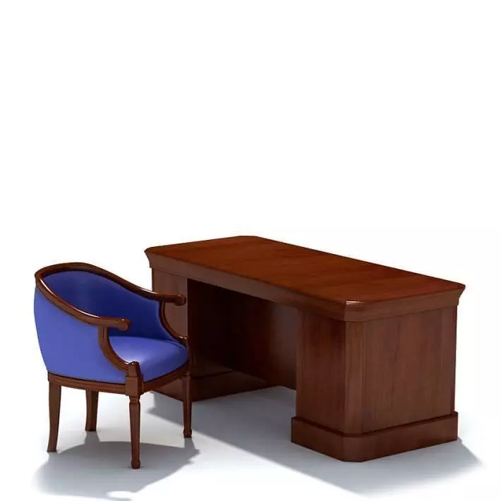 Classic Desk With A Chair 3D model_0