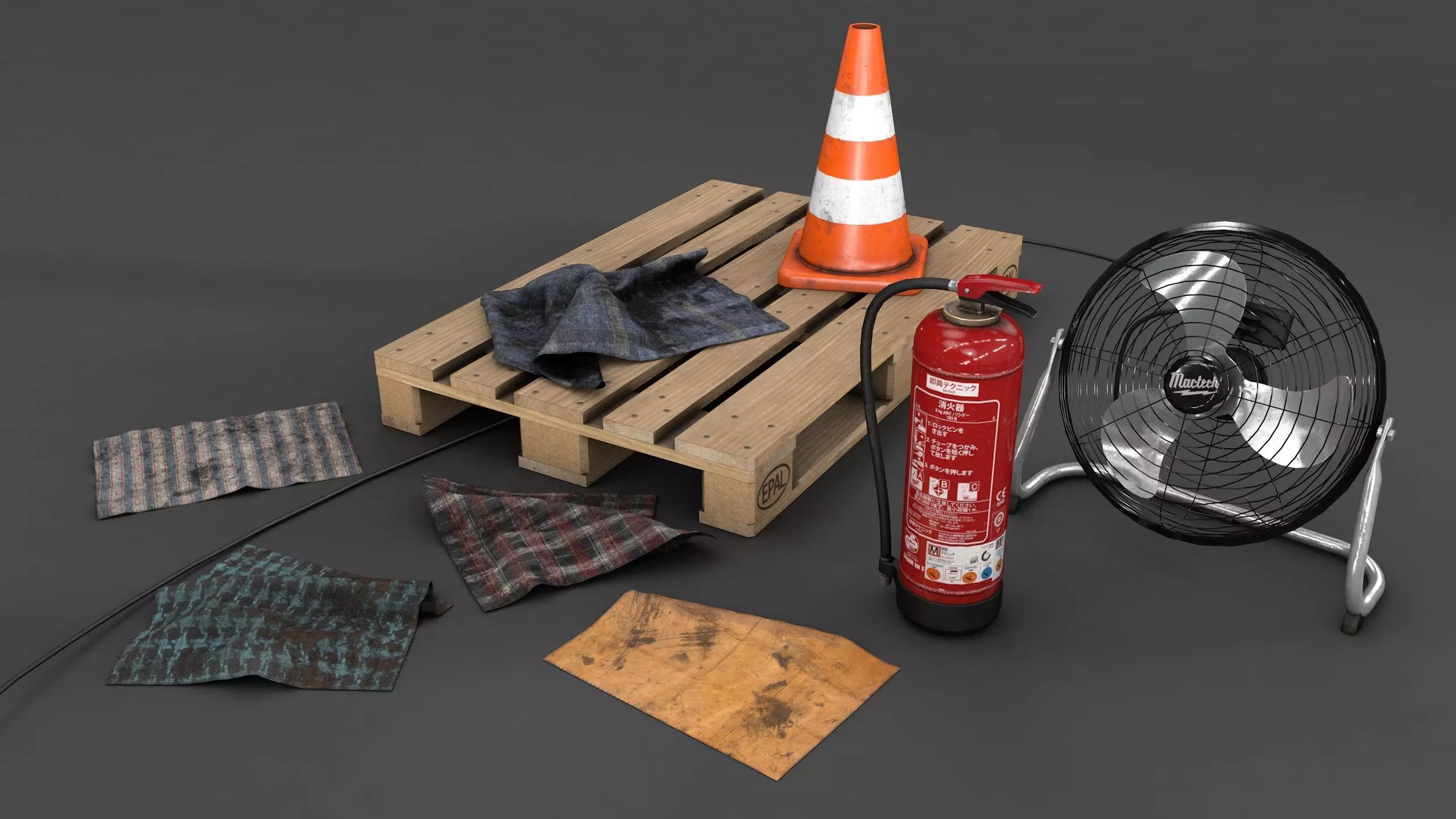 Various Garage Stuff Low-poly 3D model_0