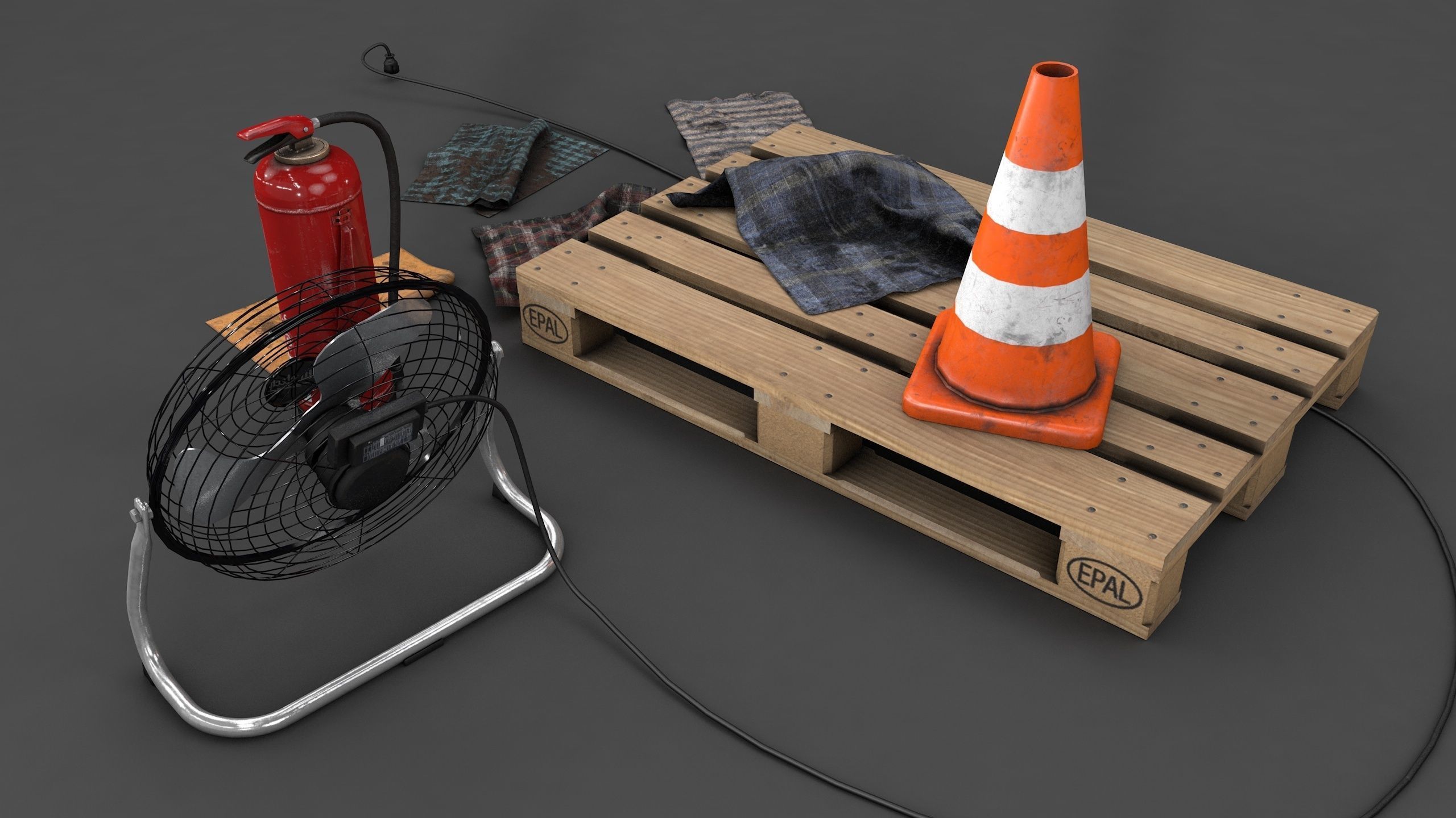 Various Garage Stuff Low-poly 3D model_1