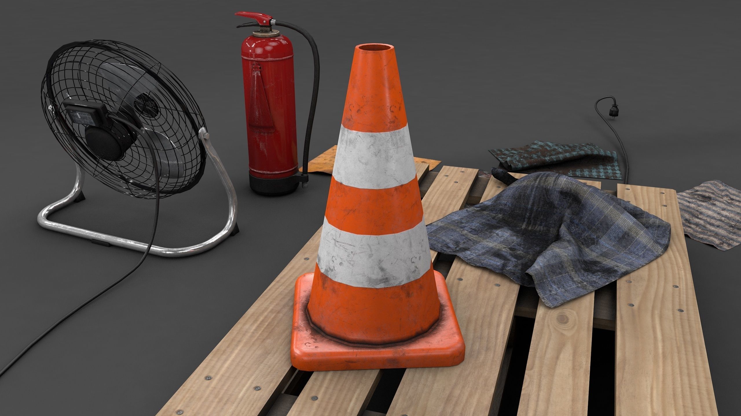 Various Garage Stuff Low-poly 3D model_4