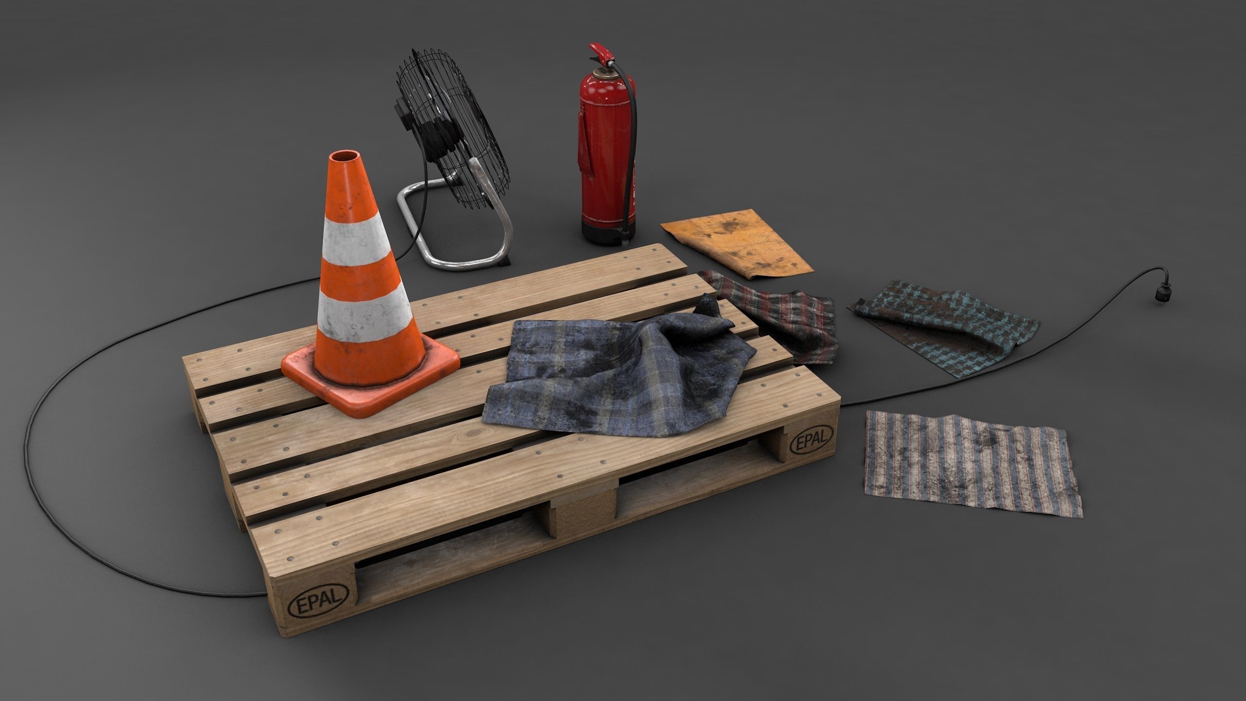 Various Garage Stuff Low-poly 3D model_2