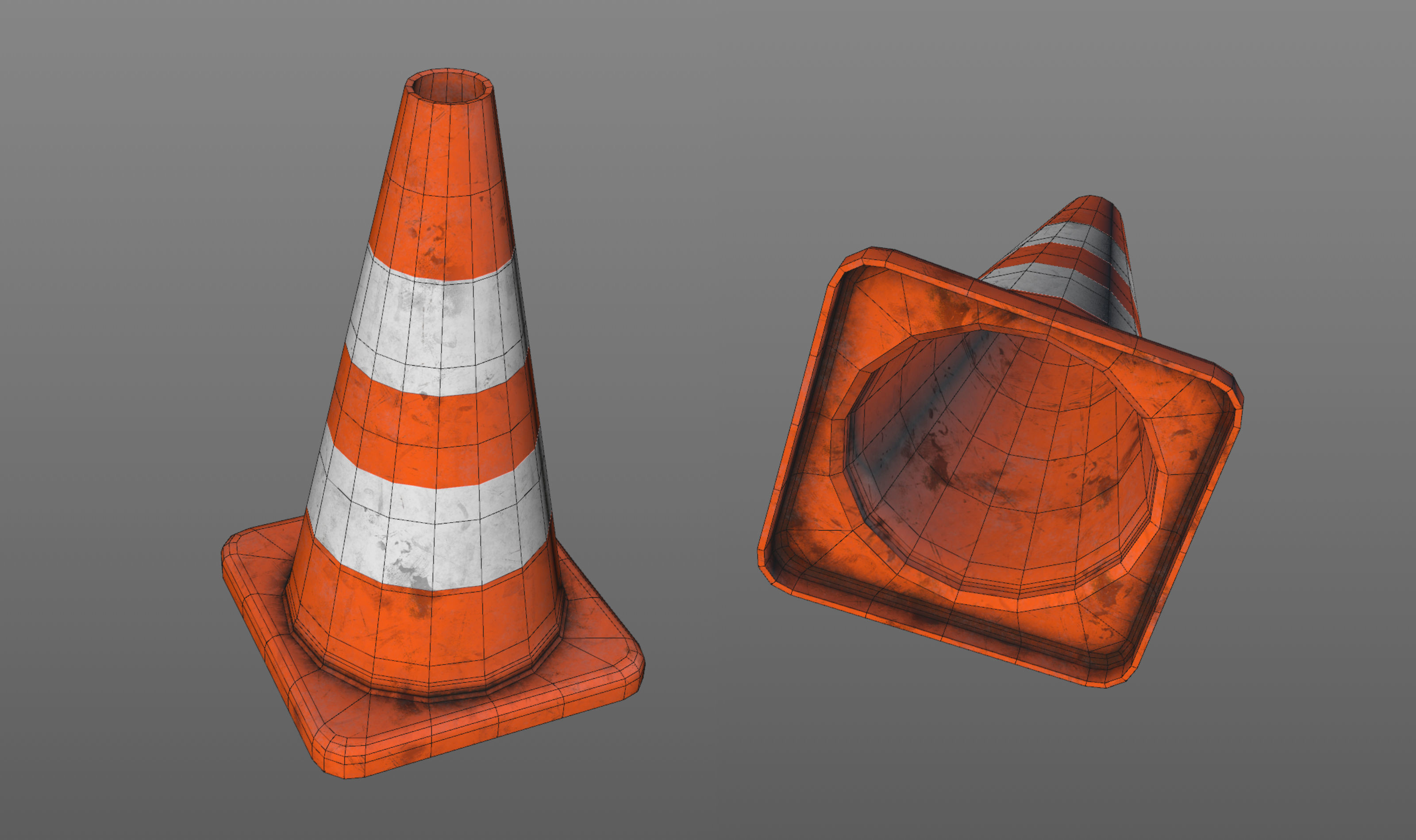 Traffic cone Low-poly 3D model_2