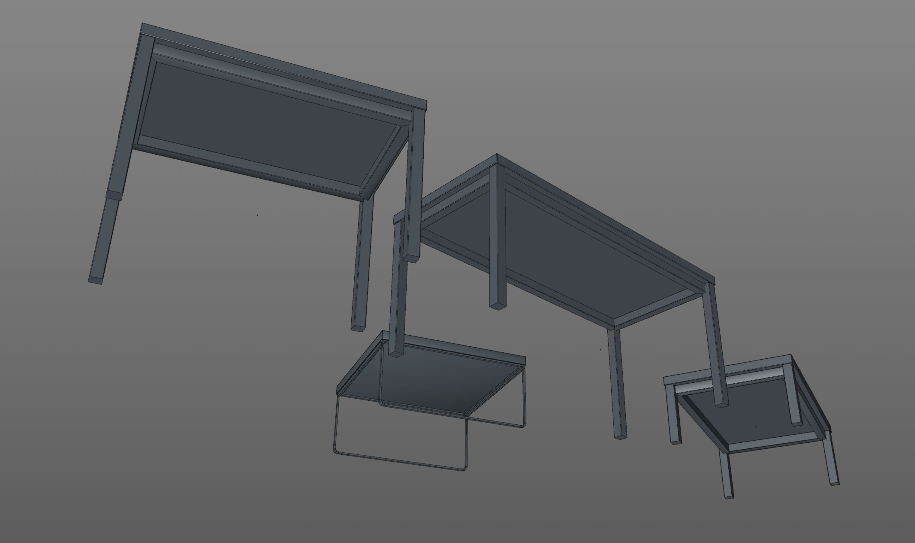 Garage Tables Low-poly 3D model_4
