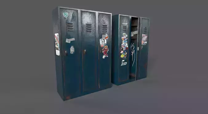 Vandalised Locker Low-poly 3D model