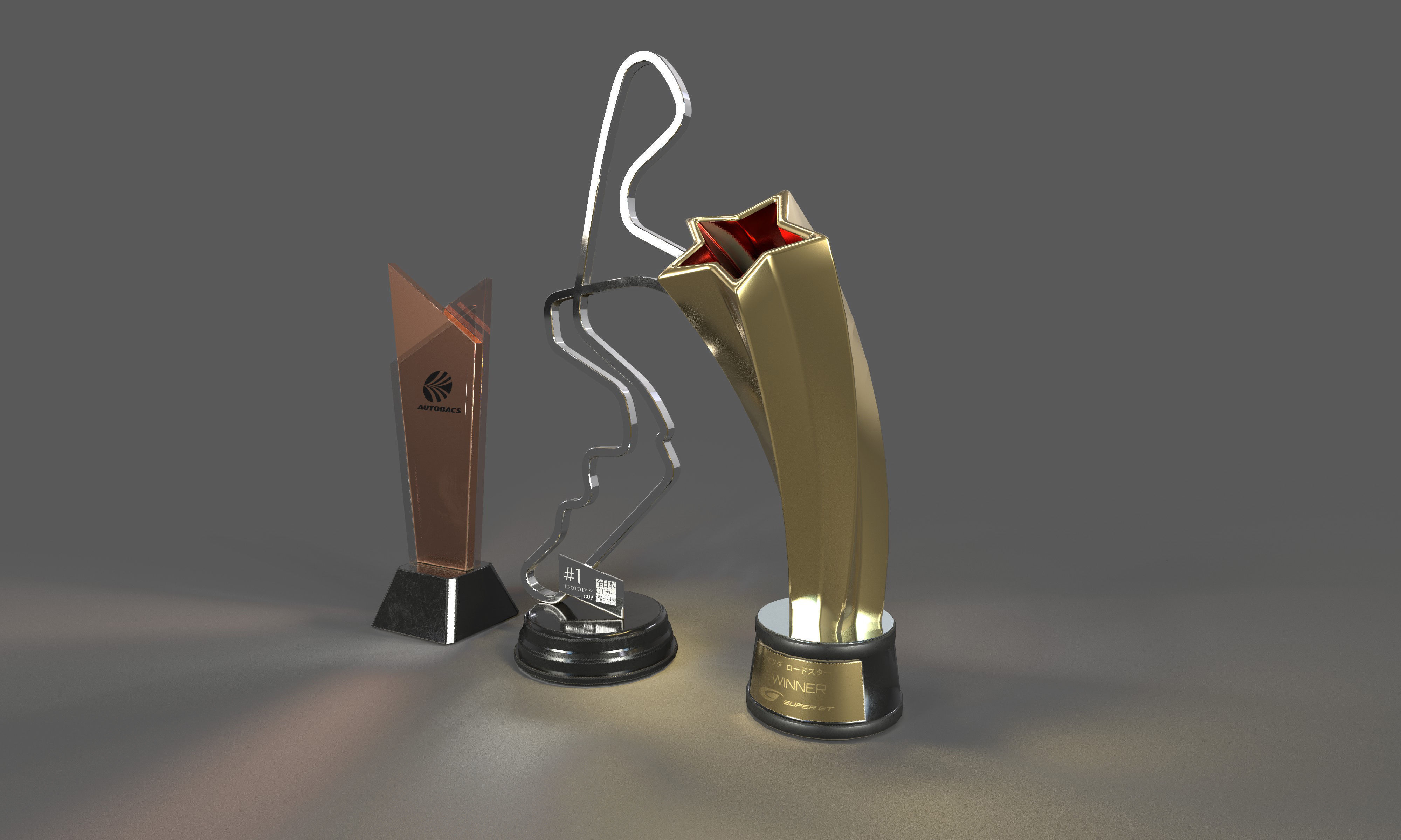 Racing Trophies Low-poly 3D model_1