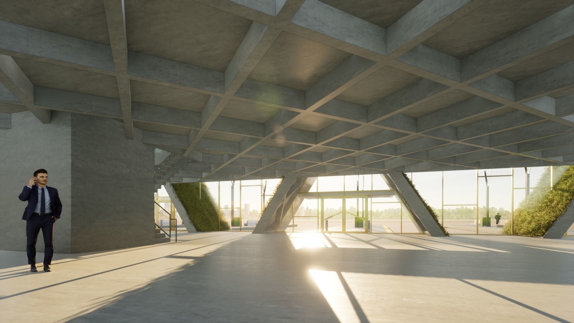 Modern Highspeed Train Station 3D model_8