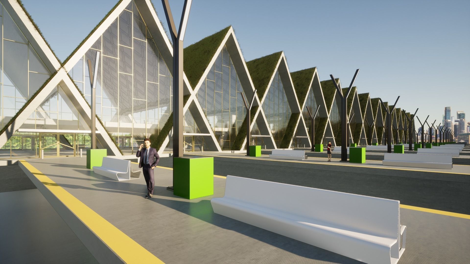 Modern Highspeed Train Station 3D model_9