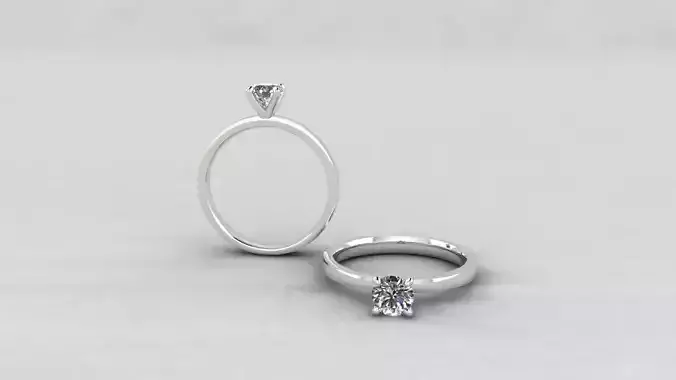 Solitaire Tappered Shank Engagement Ring 5mm Center Stone Size 7