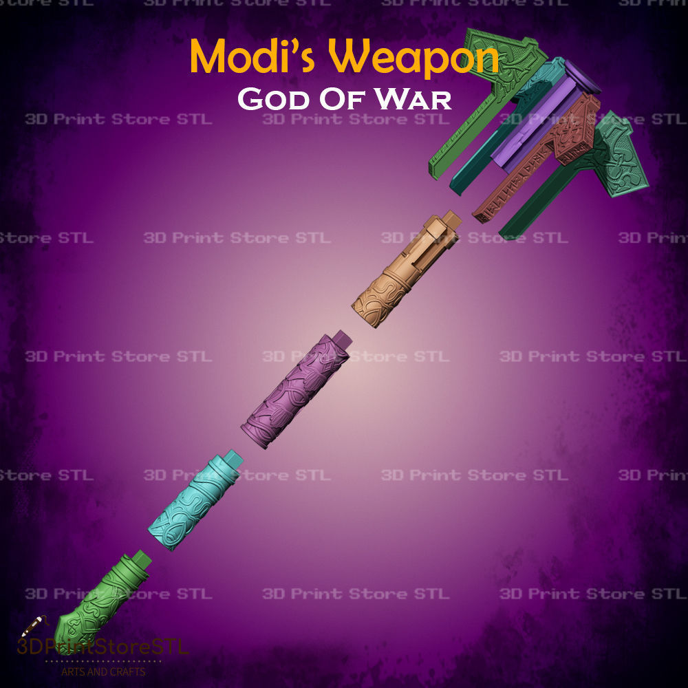 Modi Weapon Cosplay God of War - STL File 3D print model_3