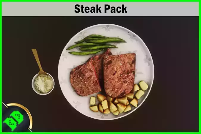 Steak Pack Low-poly 3D model