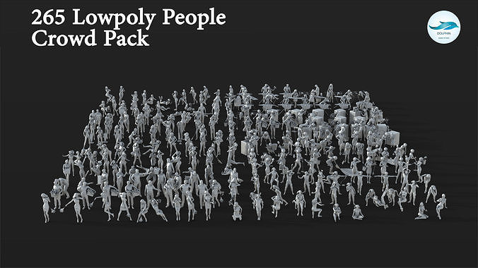 People Crowd Set-02 265 Low-poly 3D model