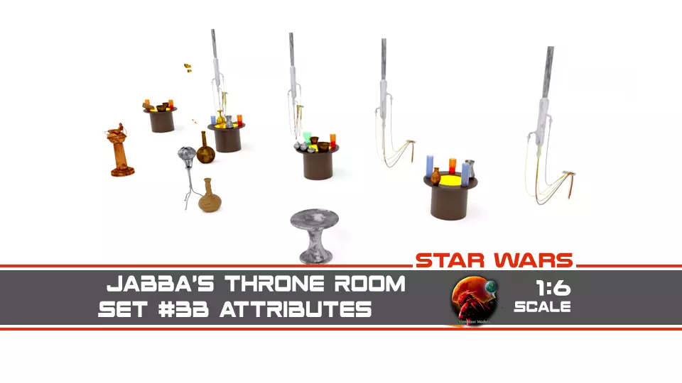 Jabbas Throne Room - Set 3b - Attributes 1-6 scale Hottoys 3D print model_0