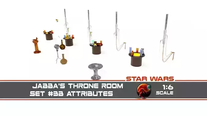 Jabbas Throne Room - Set 3b - Attributes 1-6 scale Hottoys  3D print model
