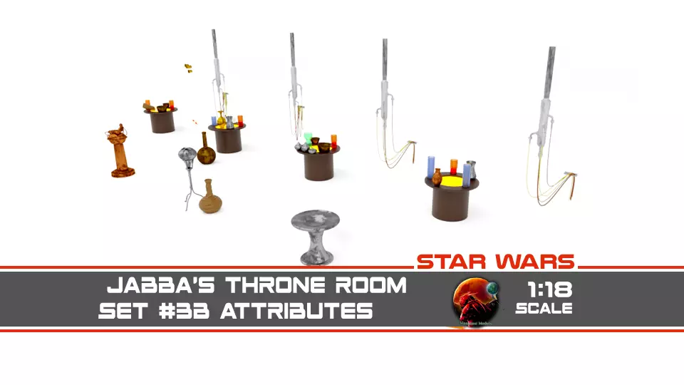 Jabbas Throne Room - Set 3b - Attributes 1-18 scale Kenner 3D print model_0
