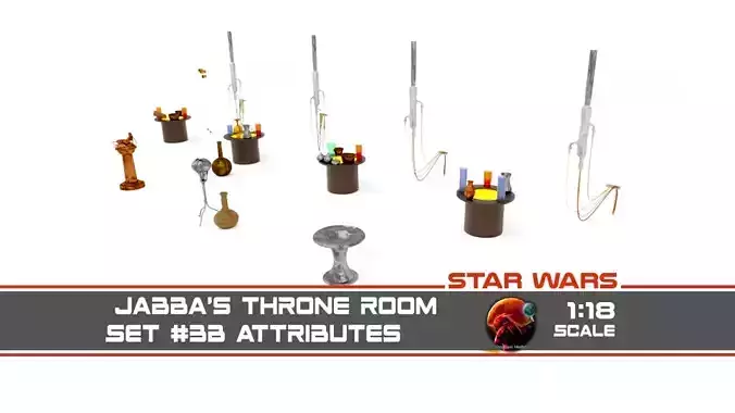 Jabbas Throne Room - Set 3b - Attributes 1-18 scale Kenner 3D print model