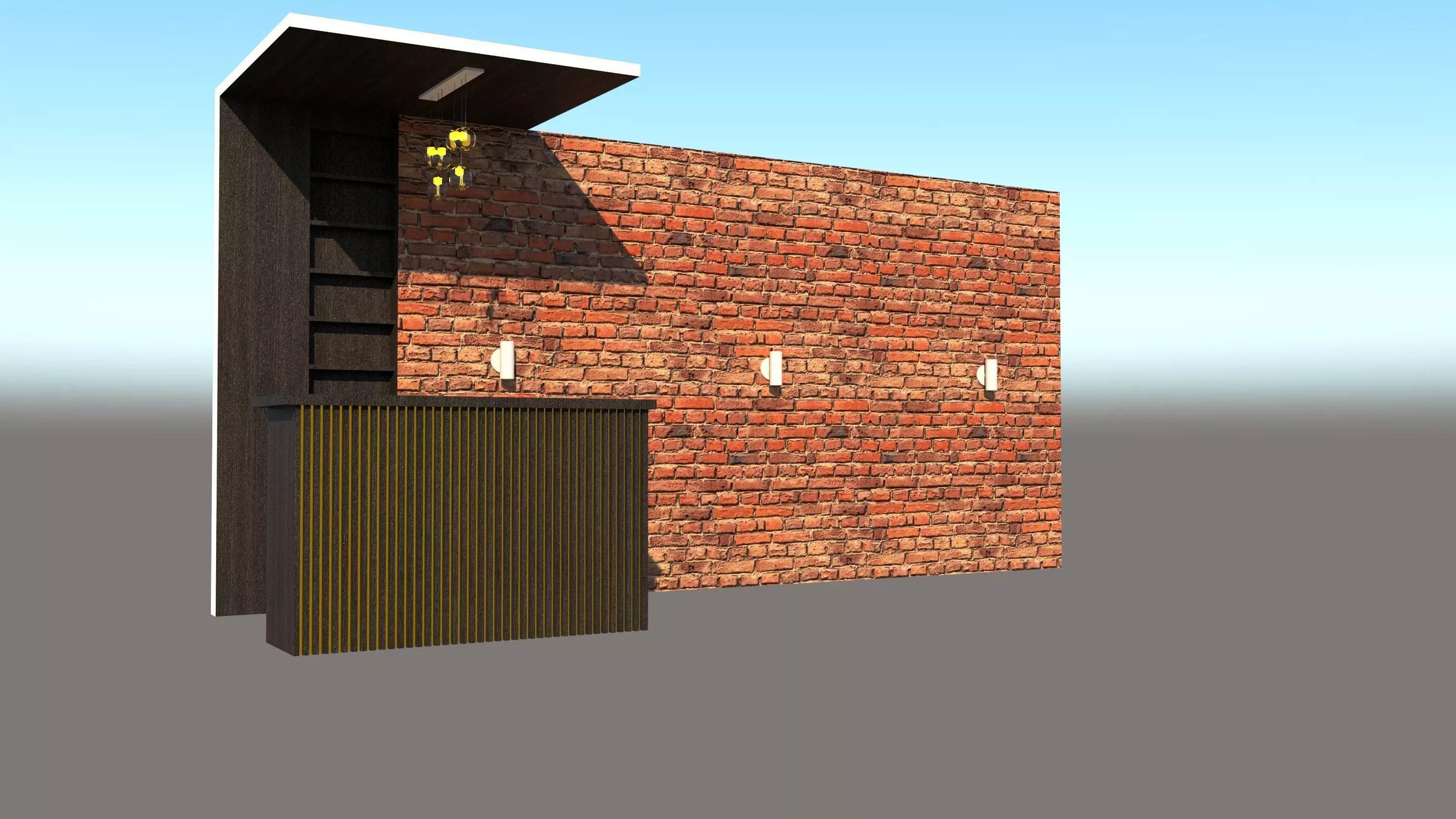 Reception 3D Model brick wall with shelf 3D model_0