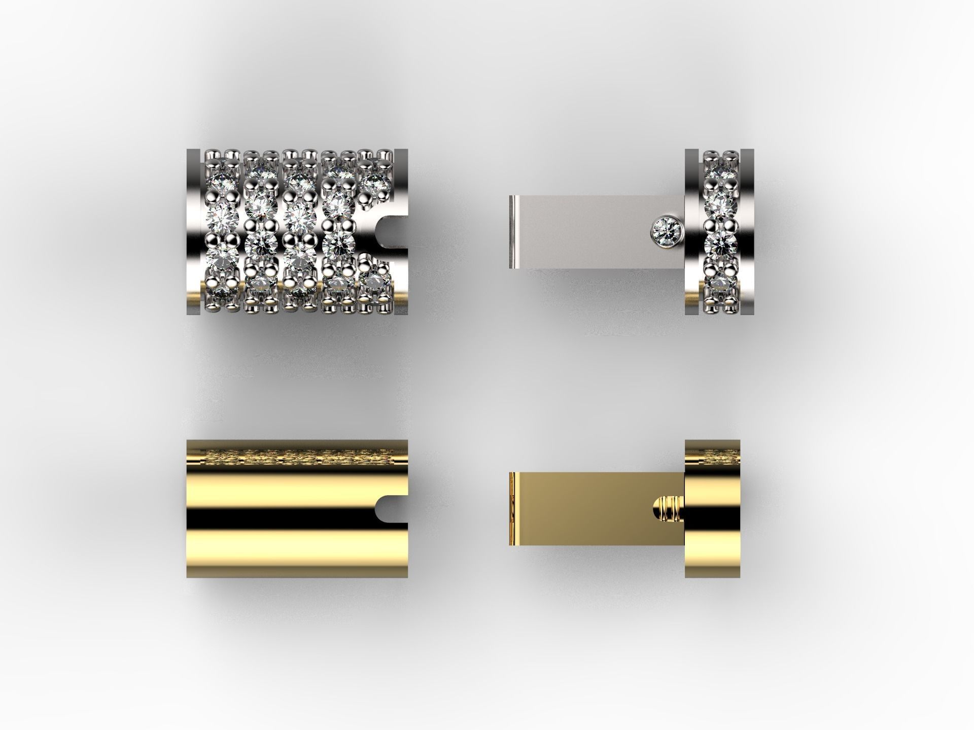 Lock bracelet clasp 3D print model_7