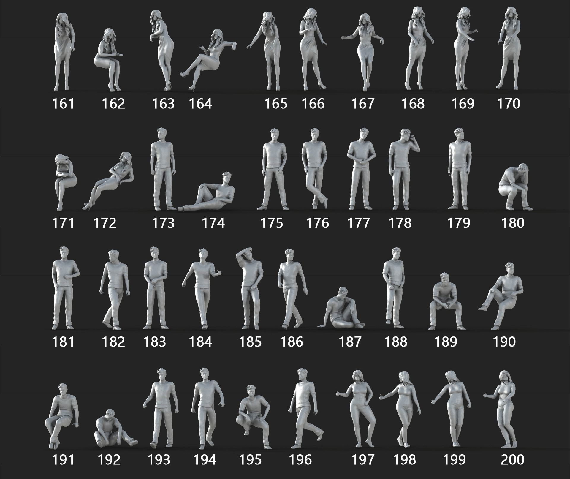 People Crowd Set-03 264  Low-poly 3D model_6