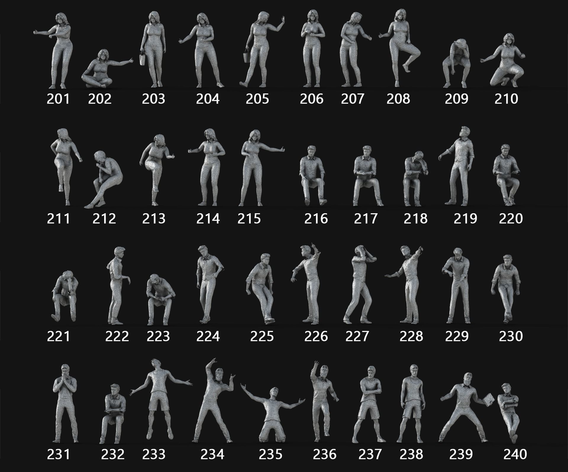 People Crowd Set-03 264  Low-poly 3D model_13