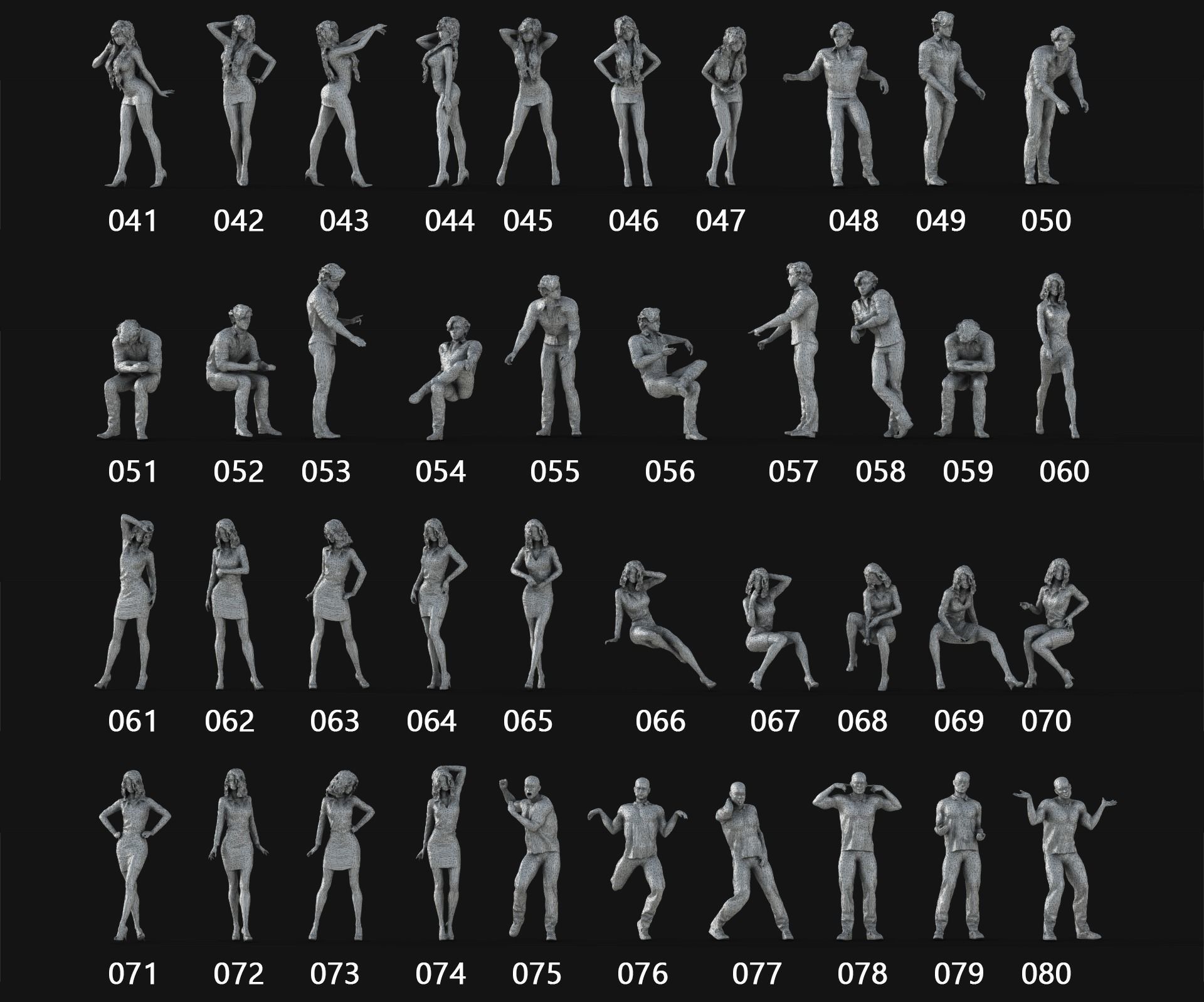 People Crowd Set-03 264  Low-poly 3D model_10