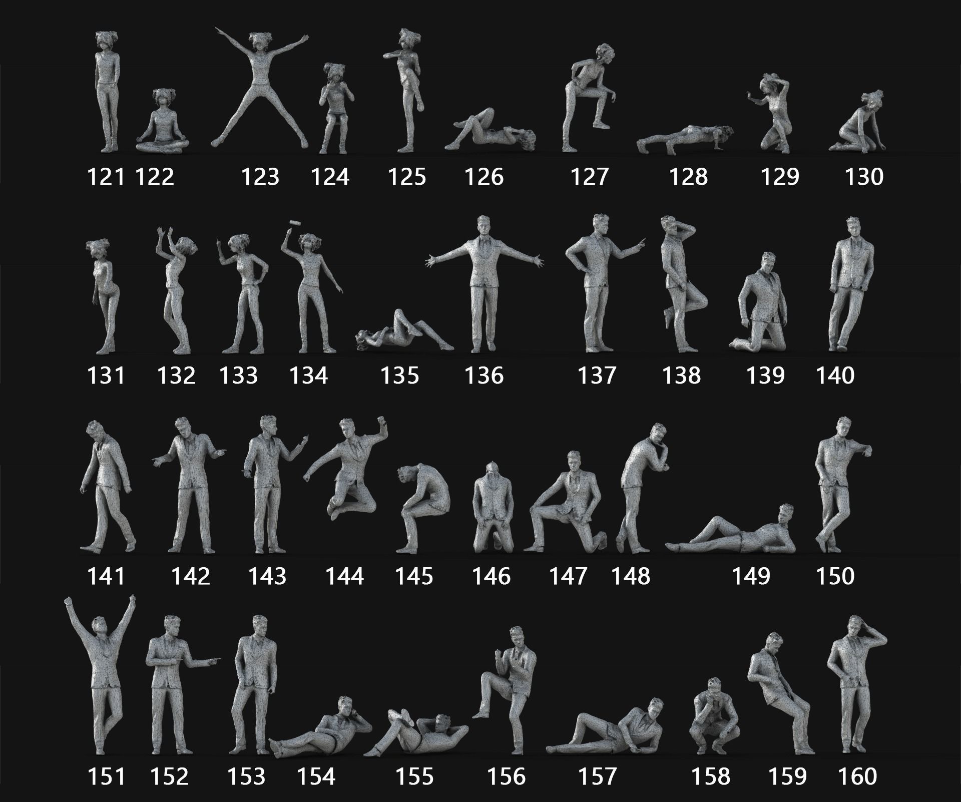 People Crowd Set-03 264  Low-poly 3D model_11