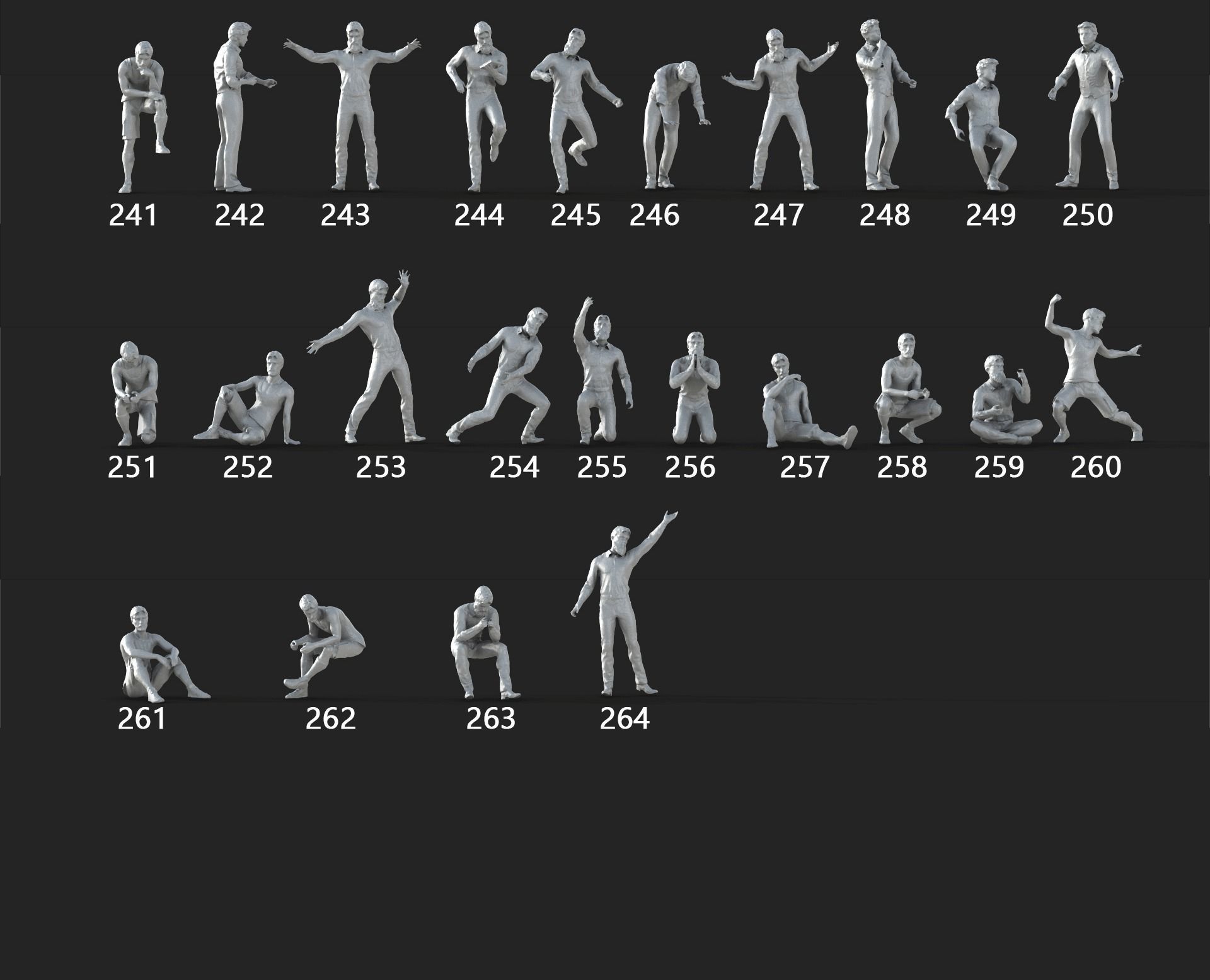 People Crowd Set-03 264  Low-poly 3D model_8