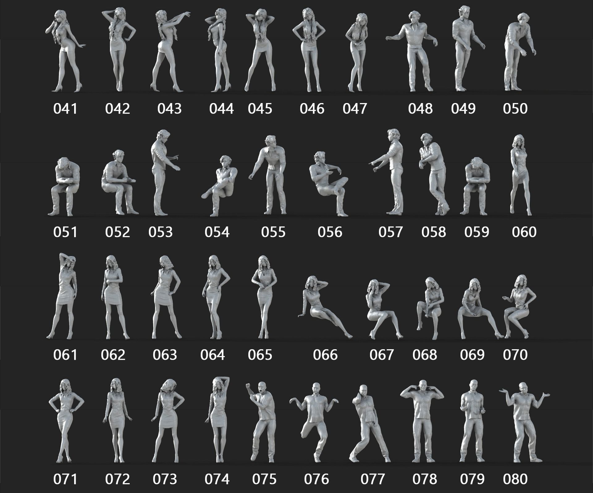 People Crowd Set-03 264  Low-poly 3D model_3