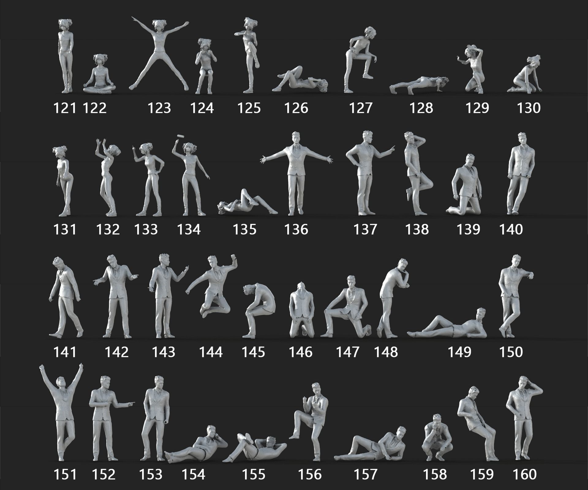 People Crowd Set-03 264  Low-poly 3D model_5