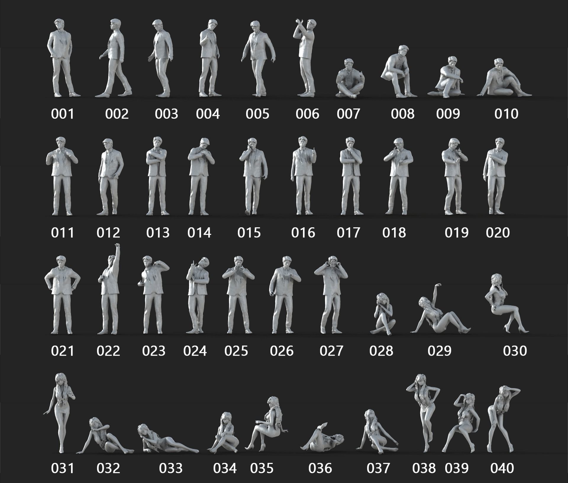 People Crowd Set-03 264  Low-poly 3D model_2