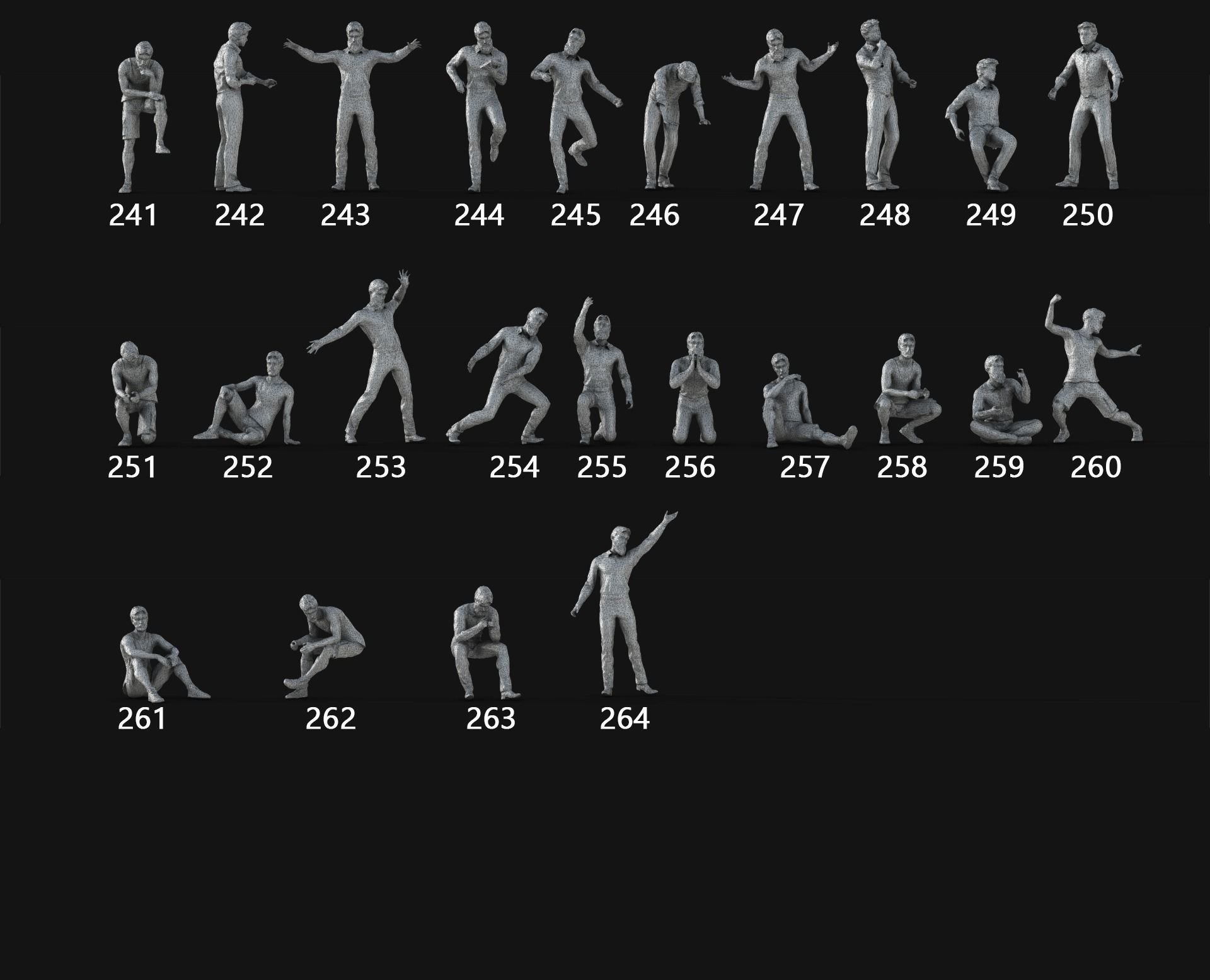 People Crowd Set-03 264  Low-poly 3D model_14