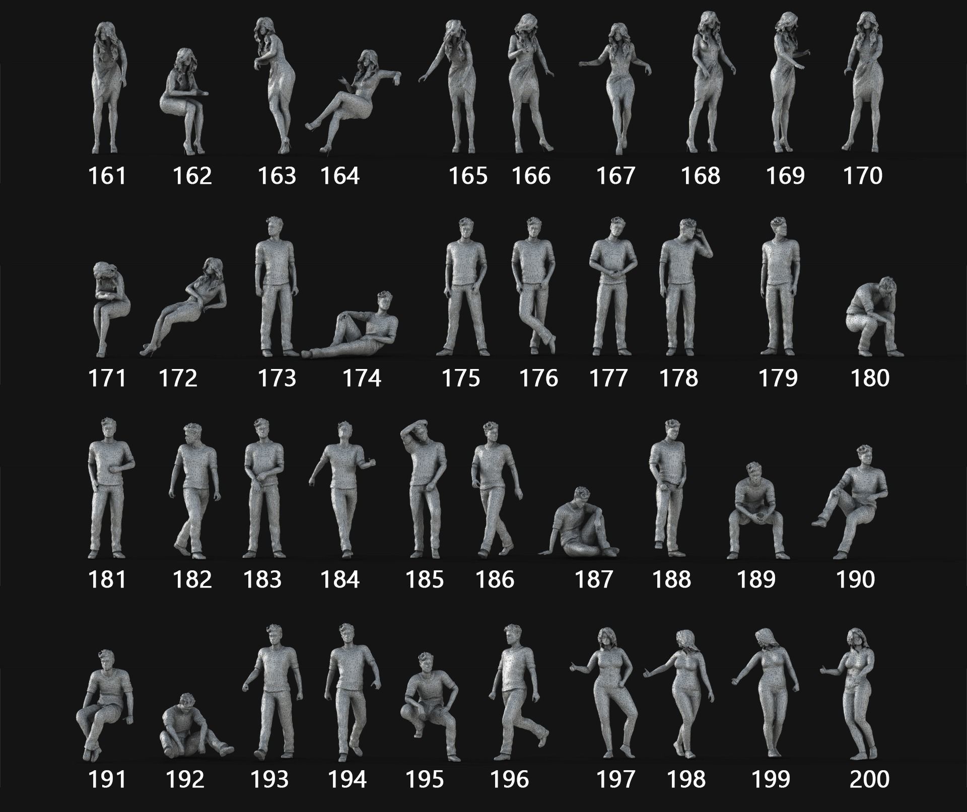 People Crowd Set-03 264  Low-poly 3D model_12