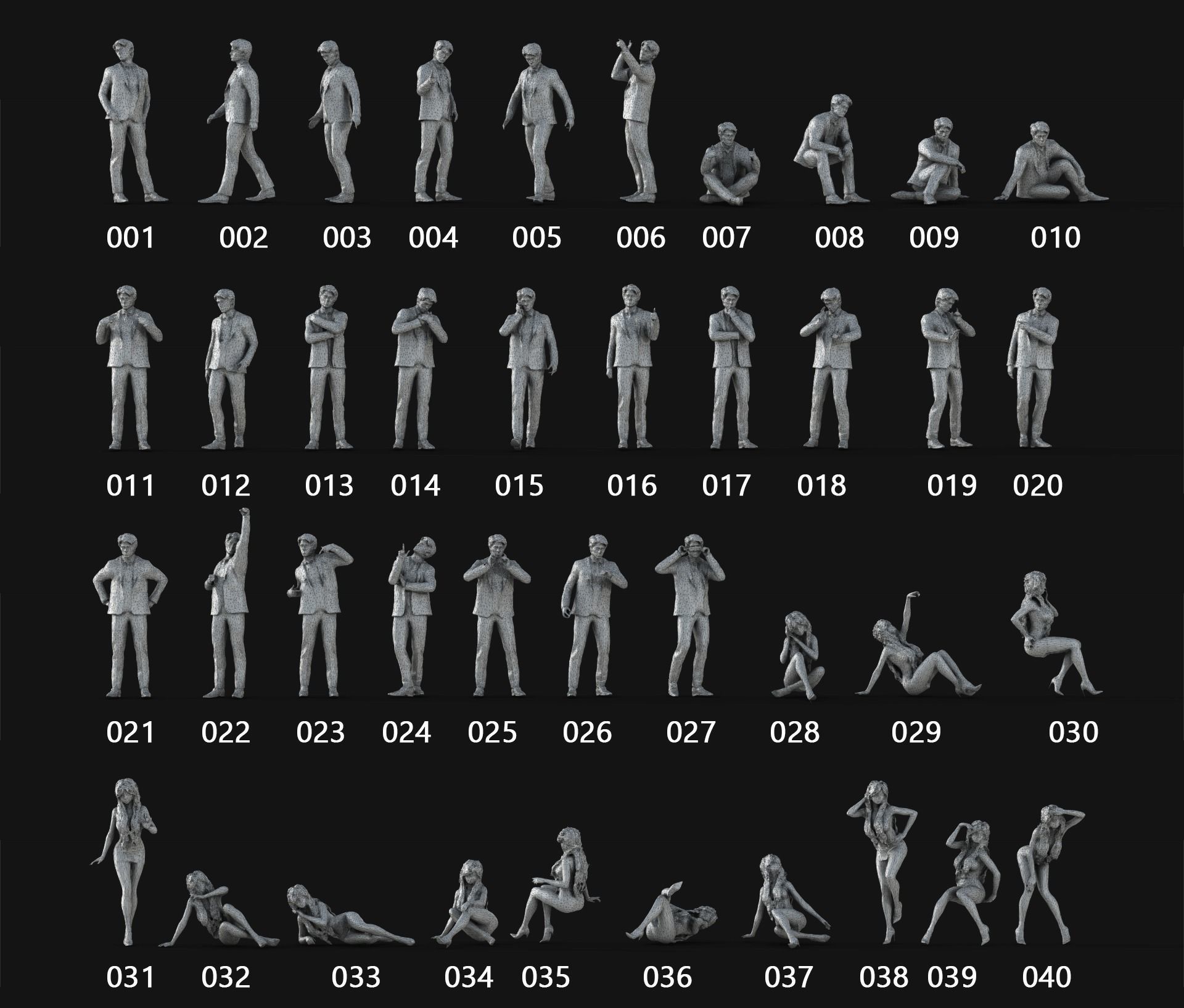 People Crowd Set-03 264  Low-poly 3D model_9