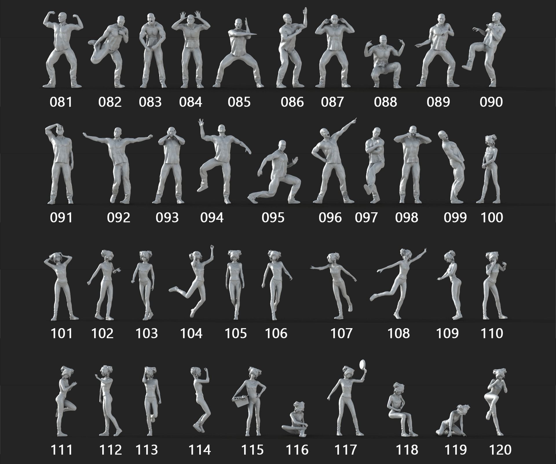 People Crowd Set-03 264  Low-poly 3D model_4