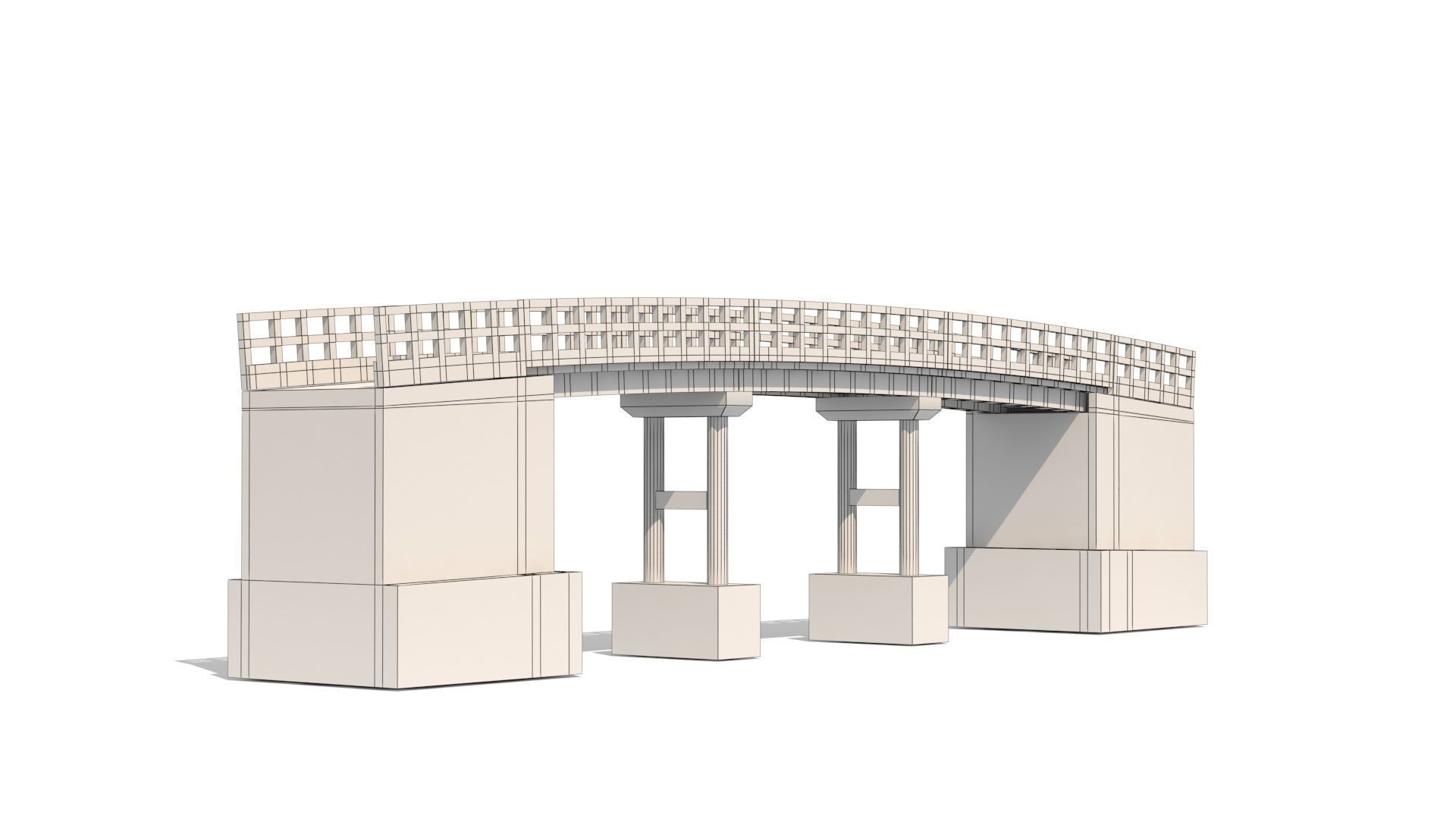 Low poly bridge model london Low-poly 3D model_5
