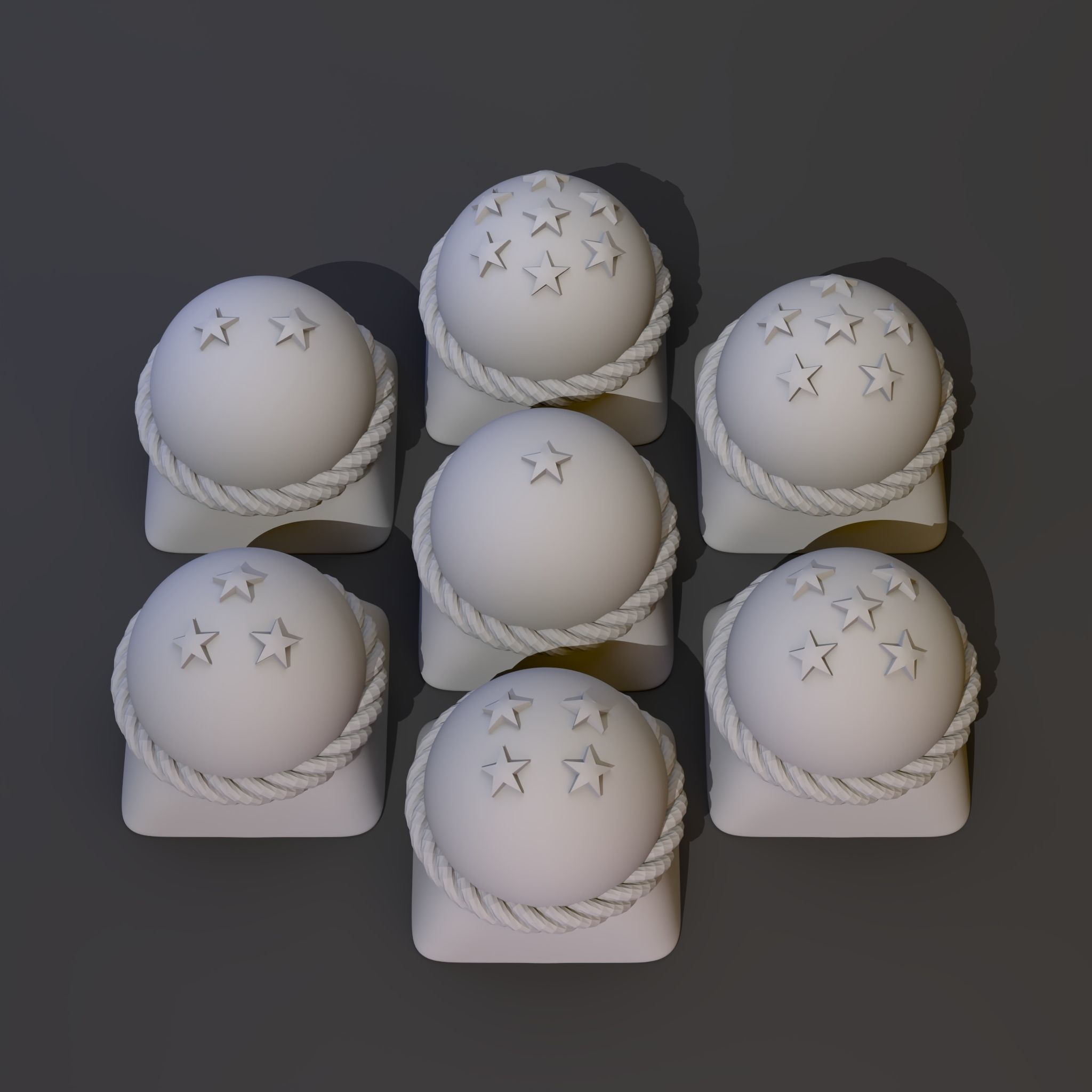 7 Dragonballs keycap 3D print model_2
