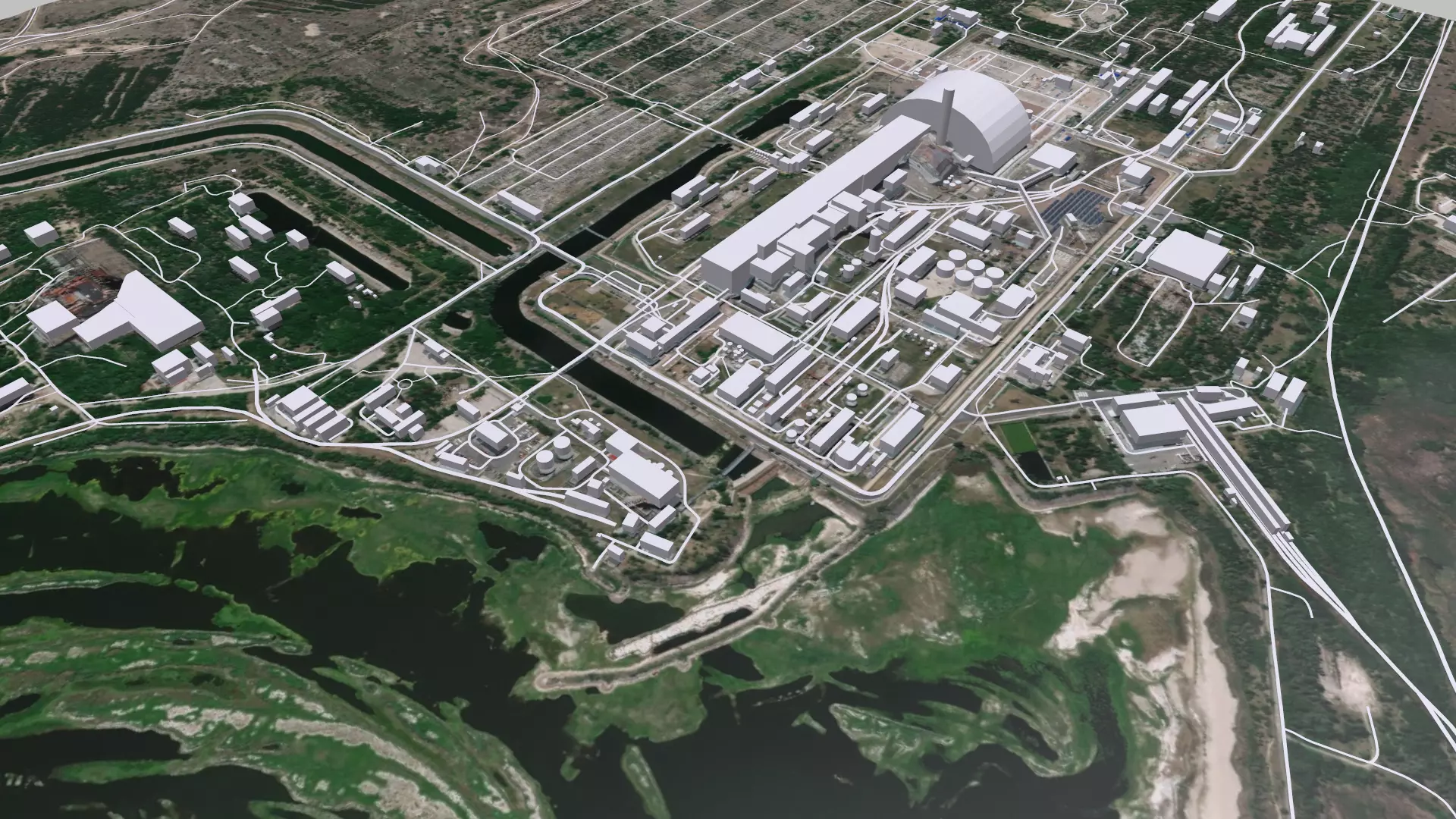 Cityscape Chornobyl  nuclear power plant in Ukraine 3D model_0