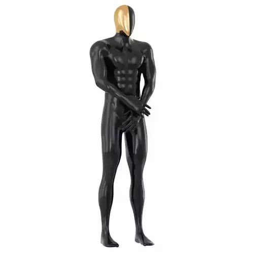 Black Male Mannequin with Golden Mask 144 3D model