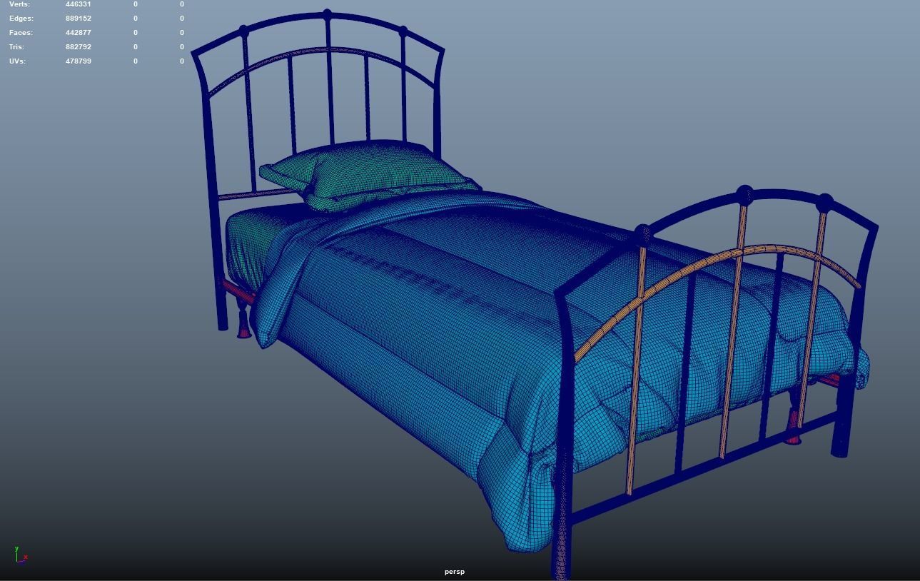 Single bed 1 3D model_2