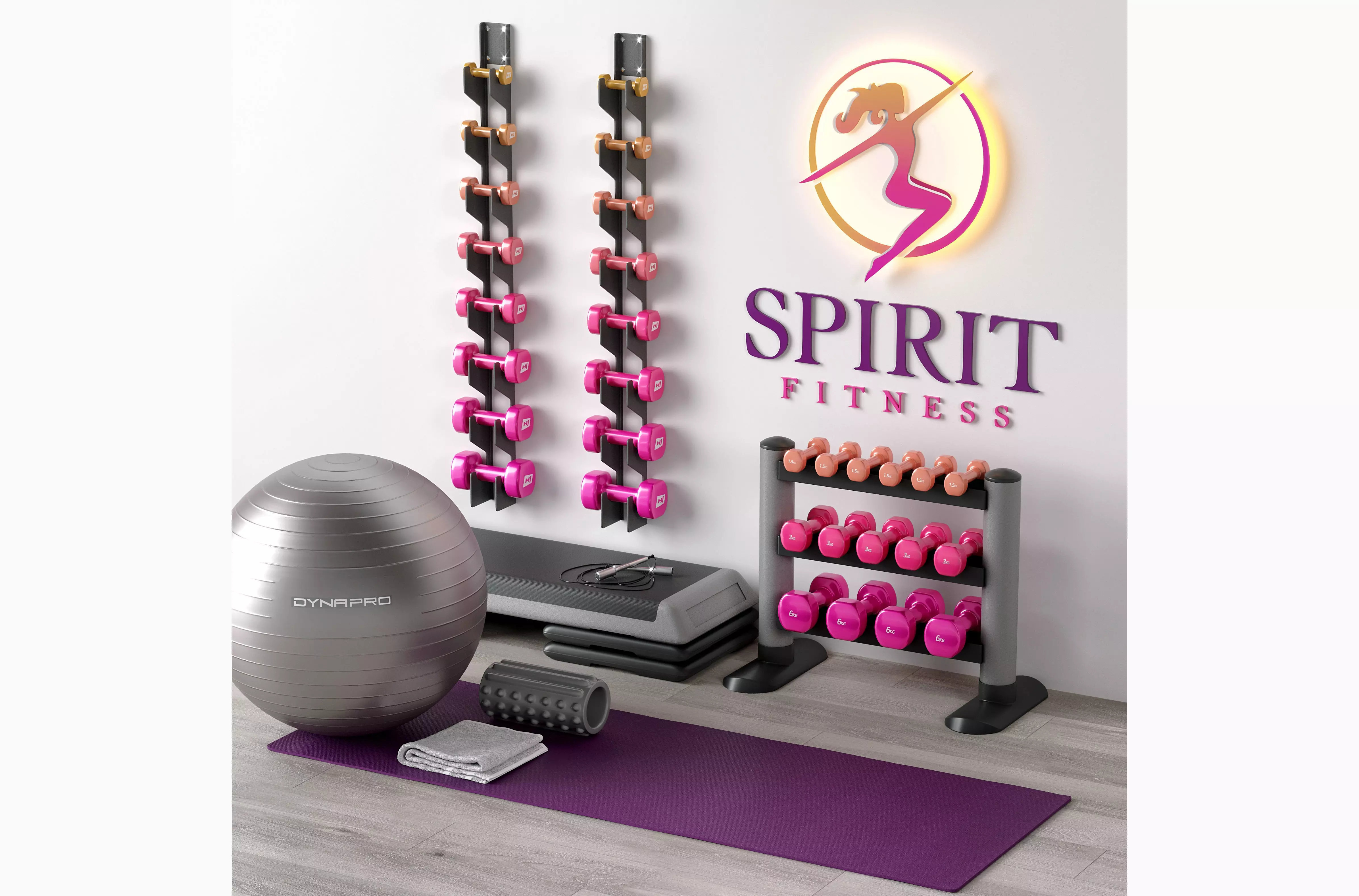 Excellent fitness set 3D model
