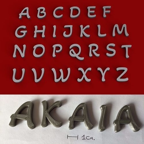 AKAIA Font uppercase and lowercase 3D Letters STL FILE  3D print model