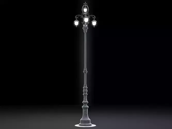 Vintage street lamp Low-poly 3D model
