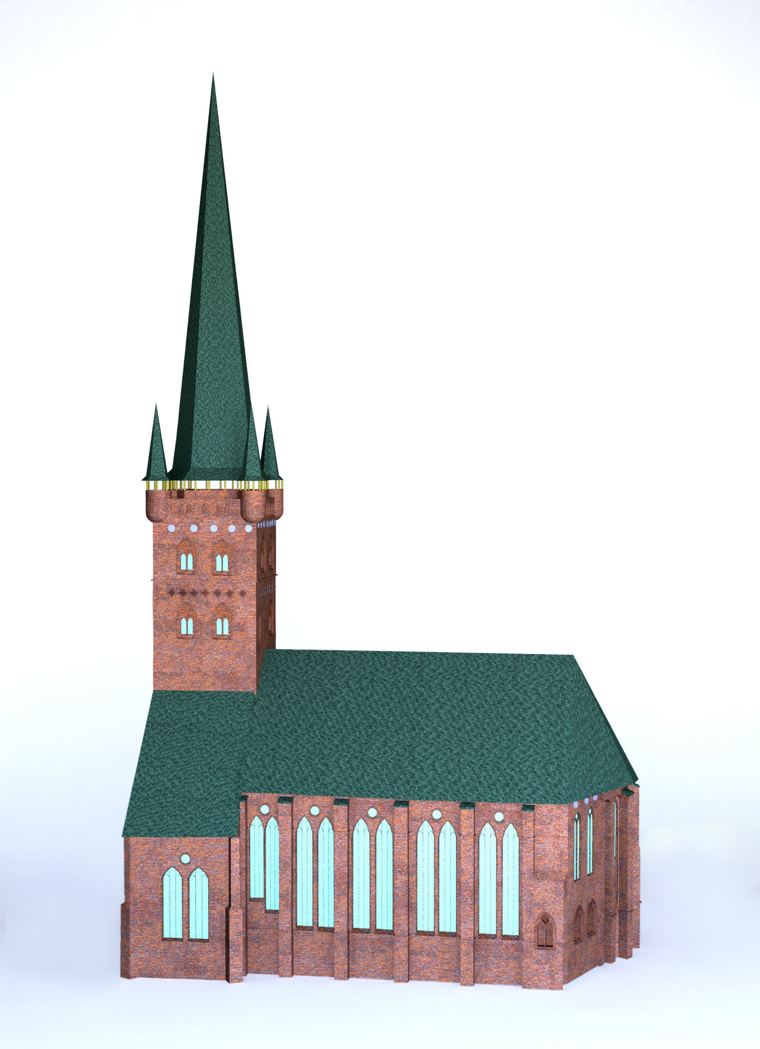 Church with roof 3D model_4