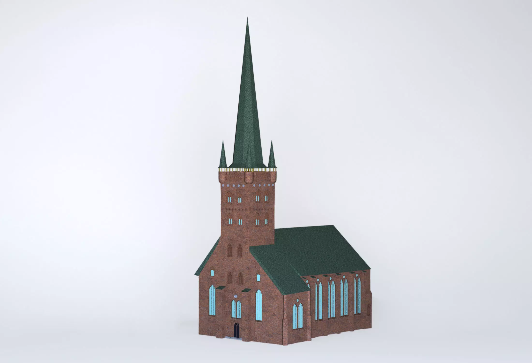 Church with roof 3D model_0