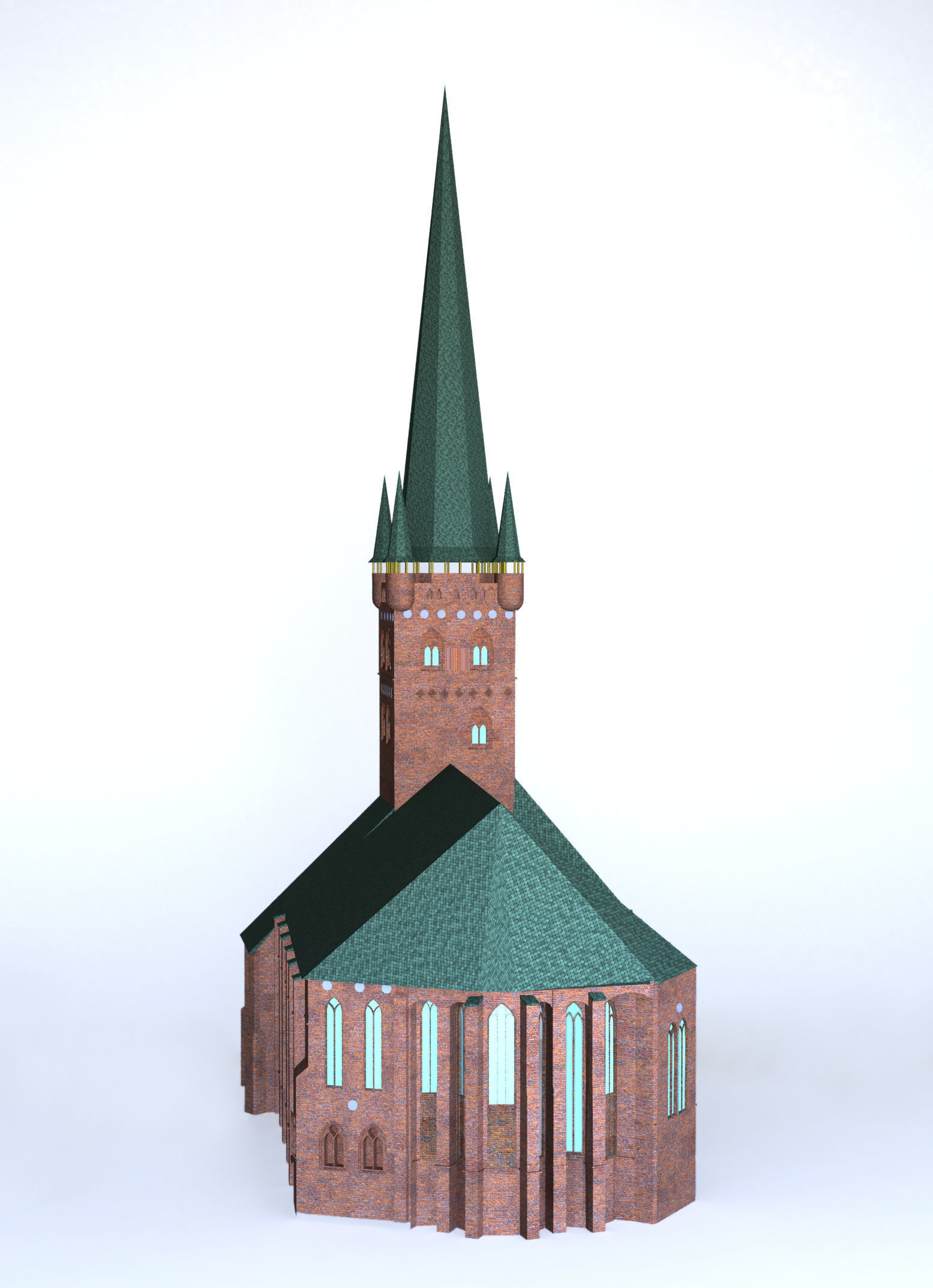 Church with roof 3D model_3