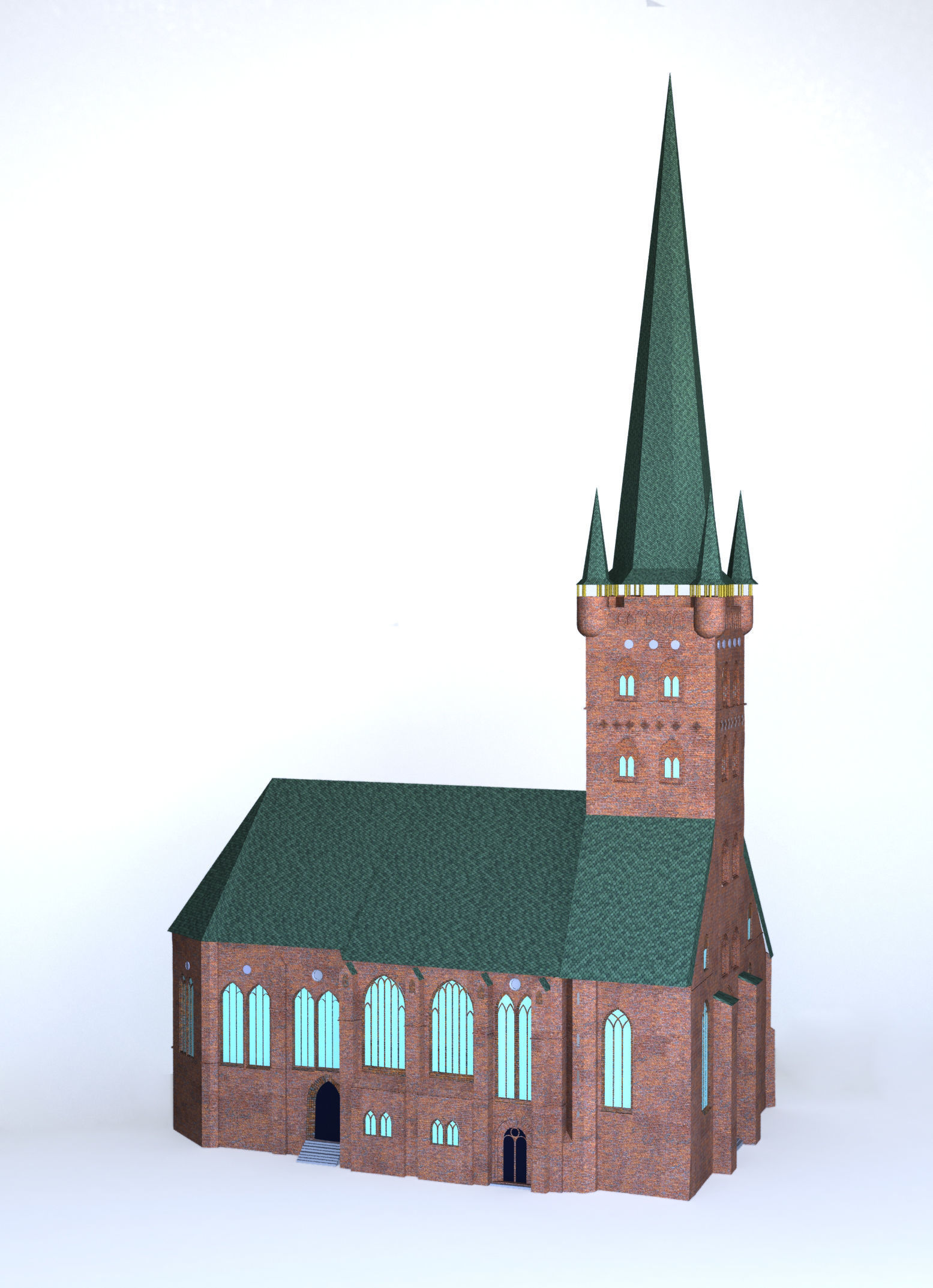 Church with roof 3D model_9