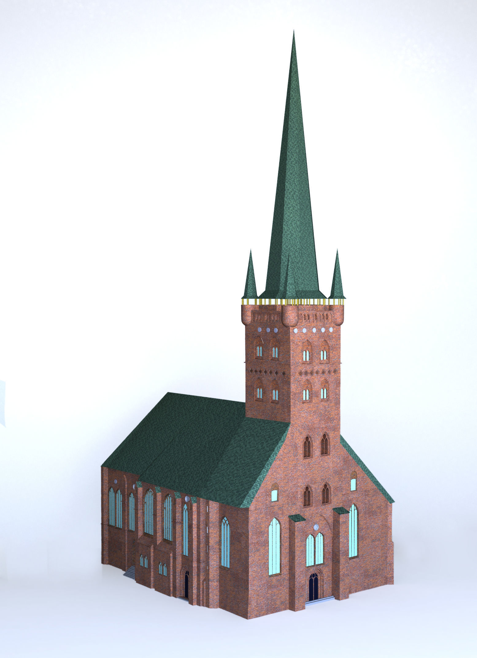 Church with roof 3D model_1